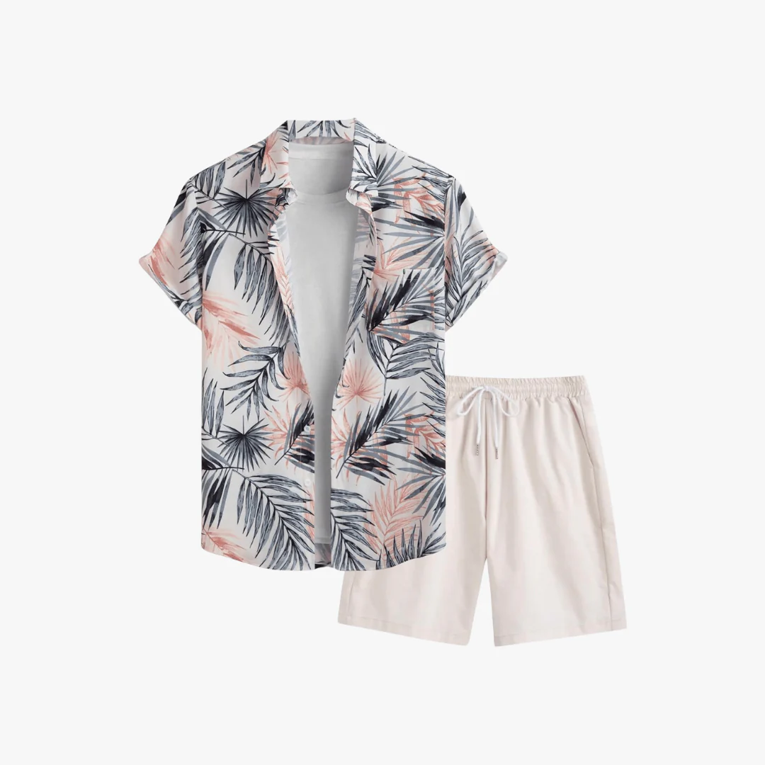 Demian | Men's Two-Piece Summer Outfit – Floral Button Shirt & Drawstring Shorts Set - Image 6