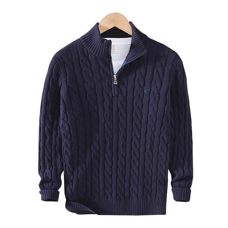 Denholm® | Knitted Cotton Pullovers With Stand-Up Collar - Image 7