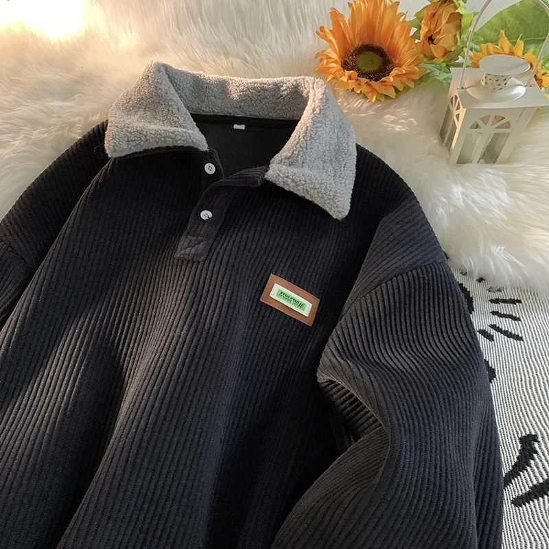 Denzil® | Corduroy Polo Sweatshirt For Men - Image 2