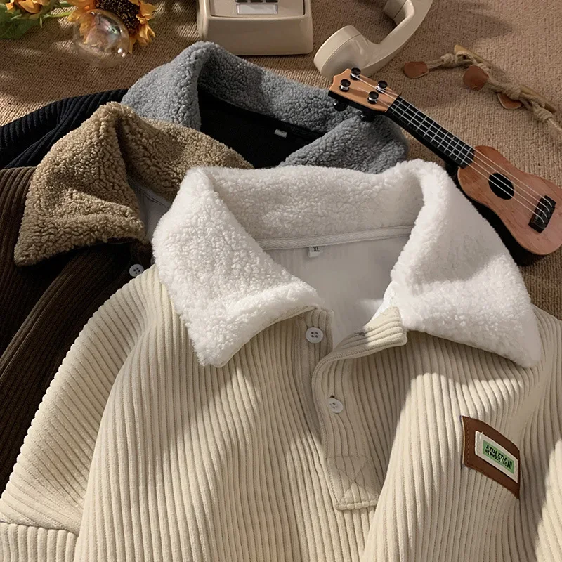Denzil® | Corduroy Polo Sweatshirt For Men - Image 4