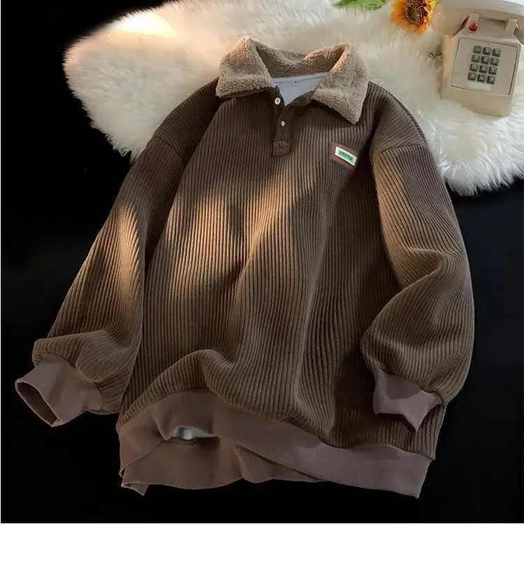 Denzil® | Corduroy Polo Sweatshirt For Men - Image 8