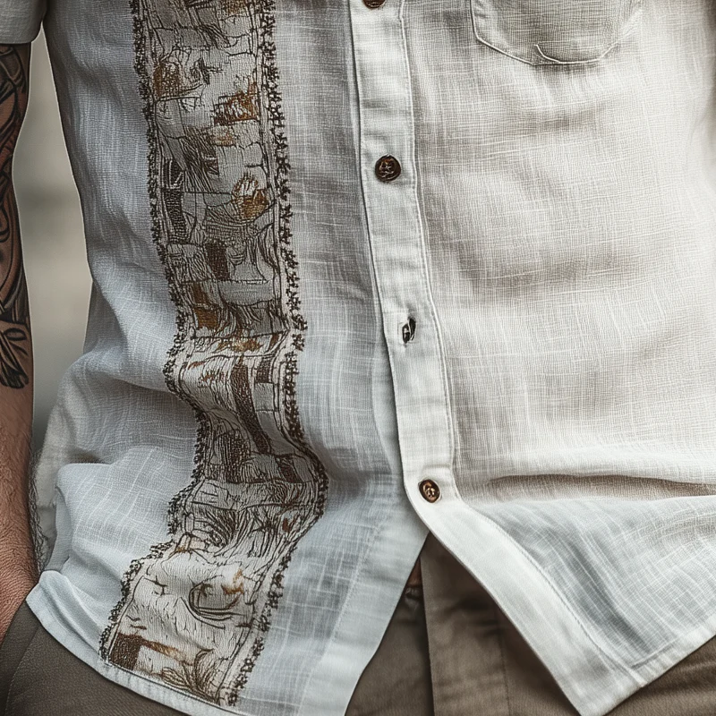 Derek | Men'S Retro Geometric Short Sleeve Lapel Shirt - Image 4