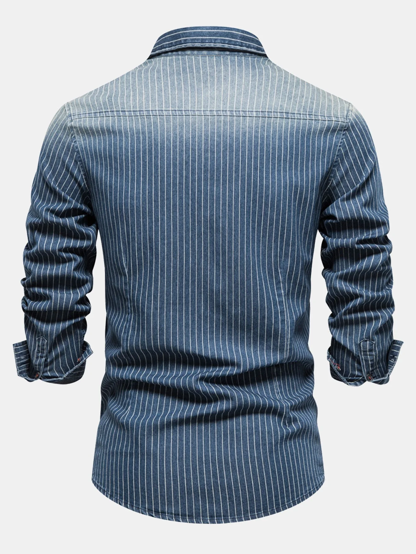 Desiderio® | Stripe Washed Denim Shirt With Pockets - Image 4