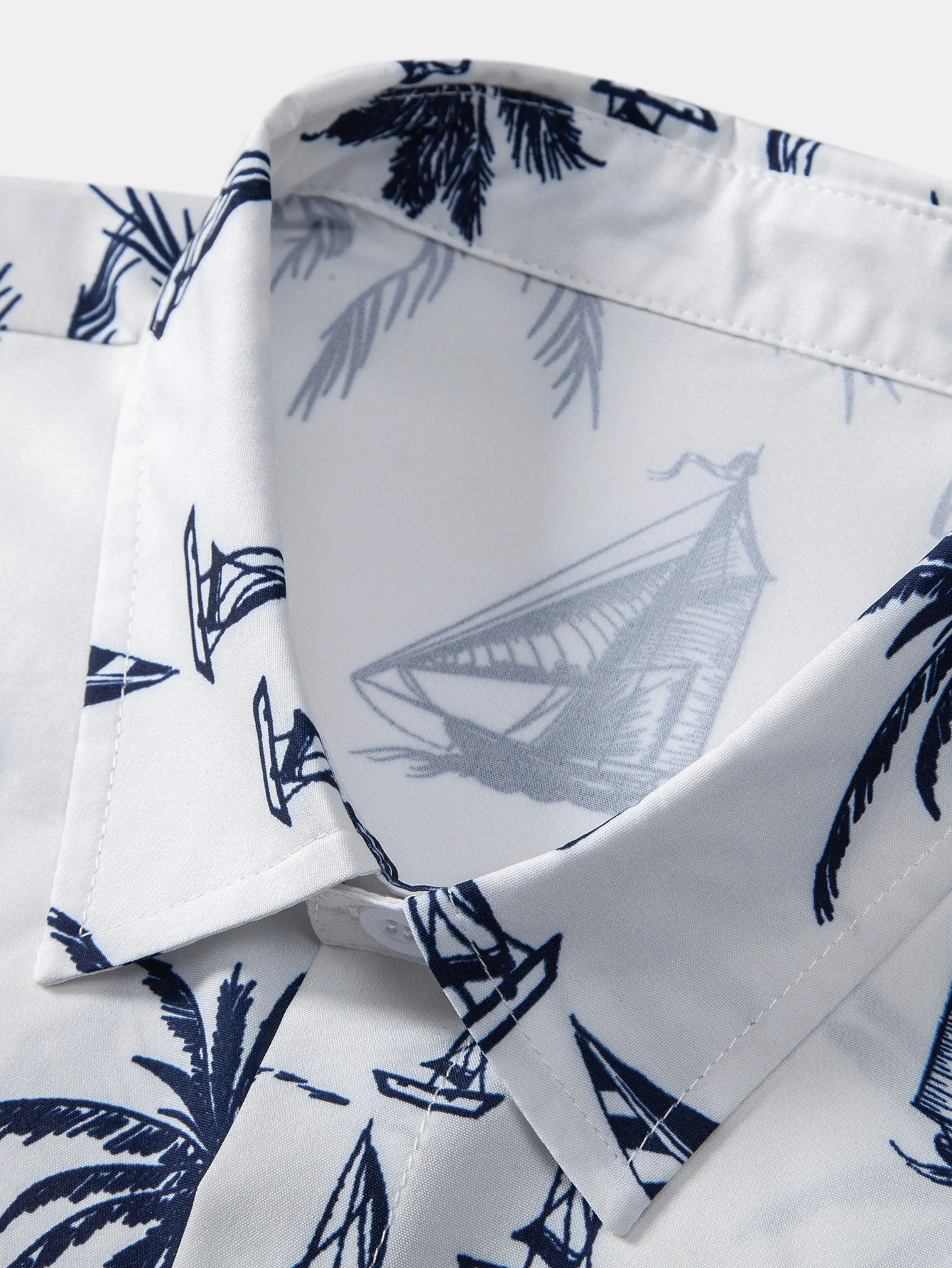 Devon® | Island Sailing Print Button Up Shirt - Image 7