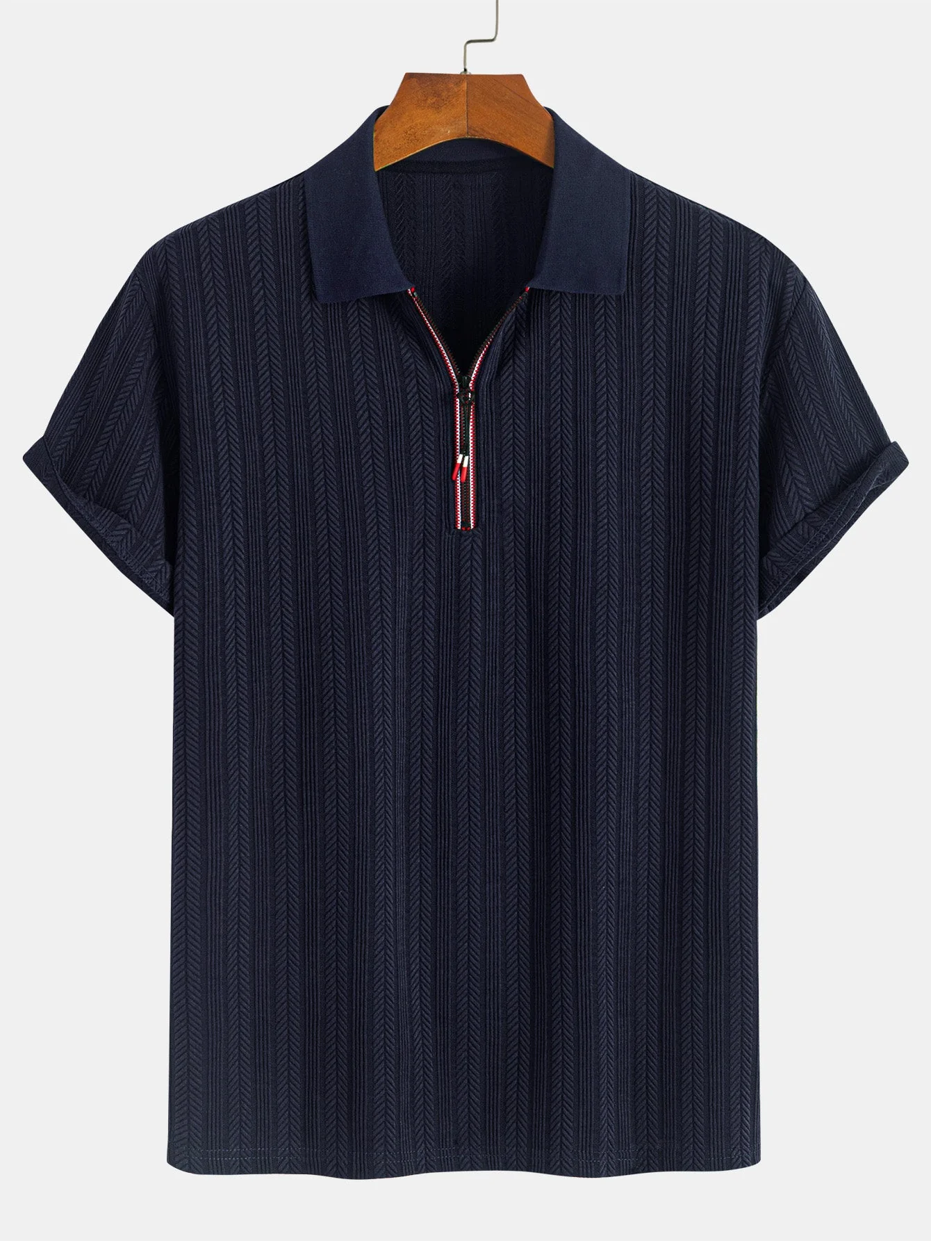 Devon® | Textured Zipper Polo - Image 5