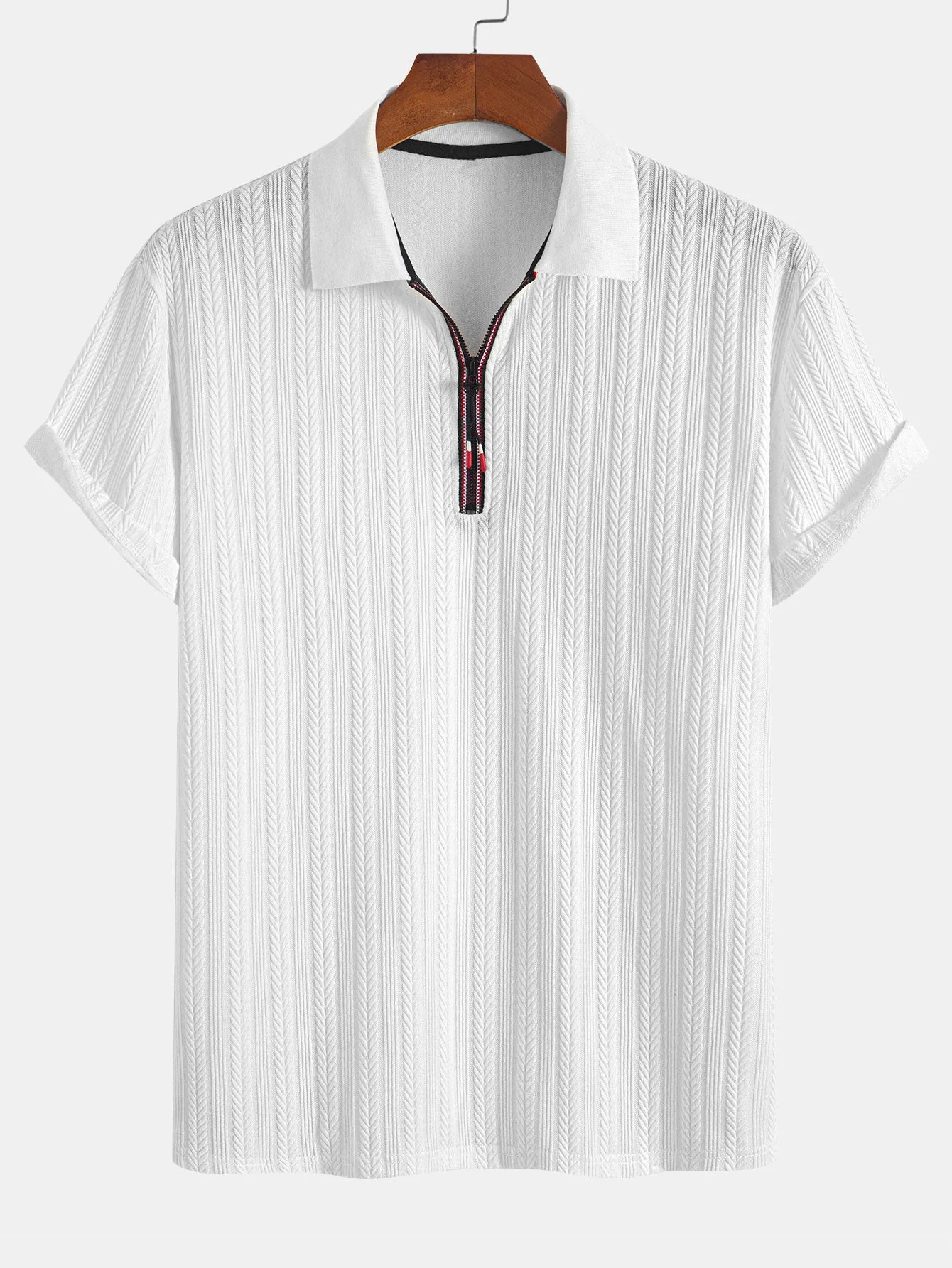 Devon® | Textured Zipper Polo - Image 7