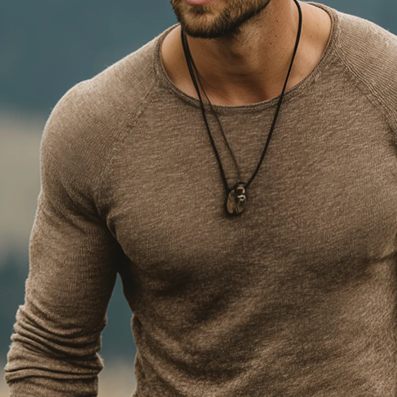 Diego | Men'S Retro Casual Round Neck Knitted Long Sleeve T-Shirt - Image 2