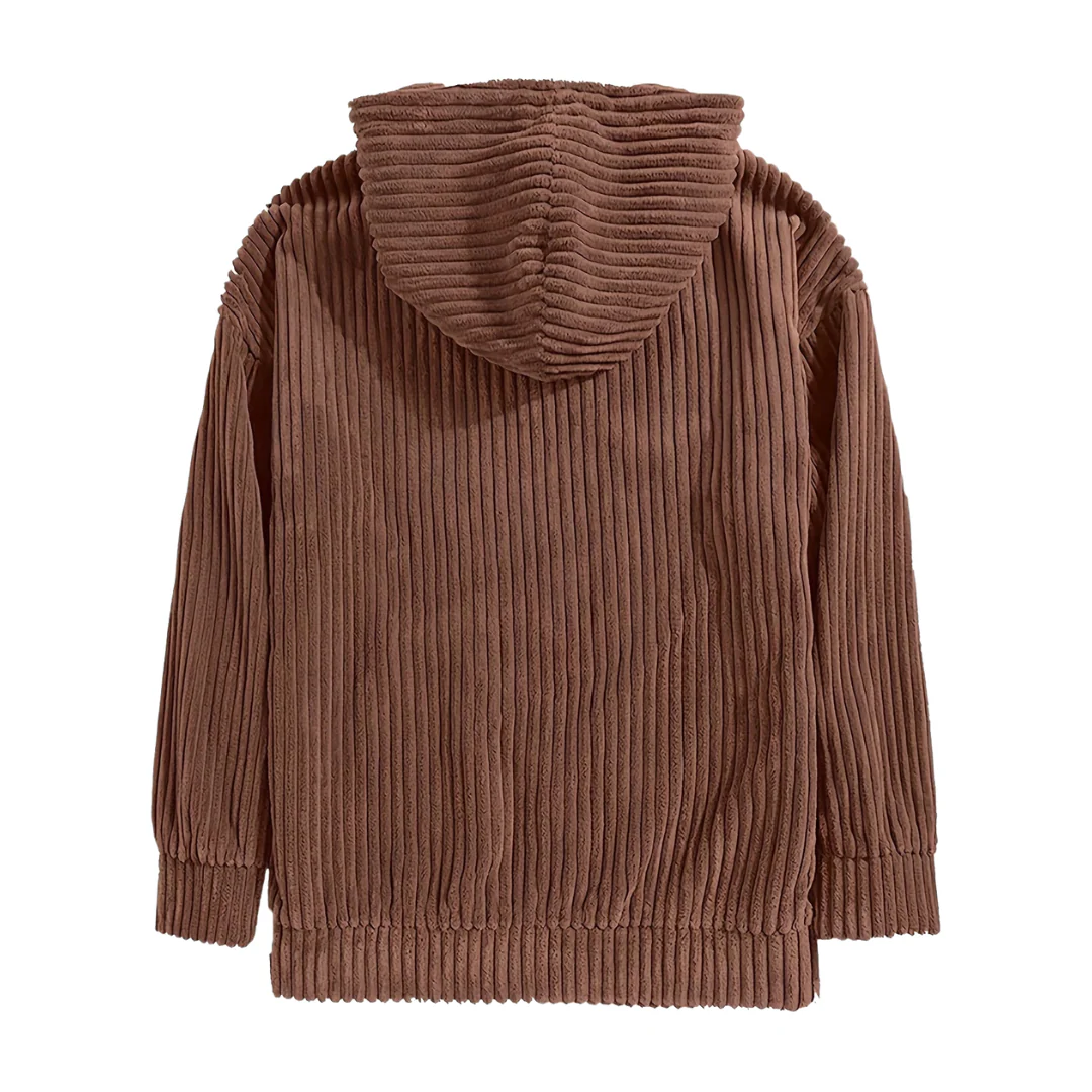 Dionel | Men's structured corduroy hoodie with kangaroo pocket - Image 2