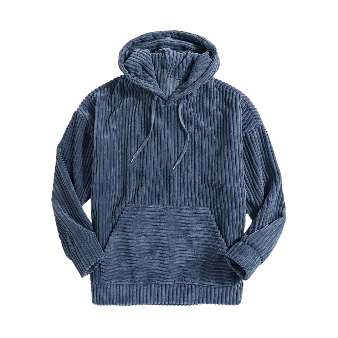 Dionel | Men's structured corduroy hoodie with kangaroo pocket - Image 5