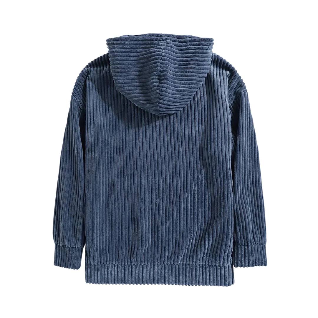Dionel | Men's structured corduroy hoodie with kangaroo pocket - Image 6