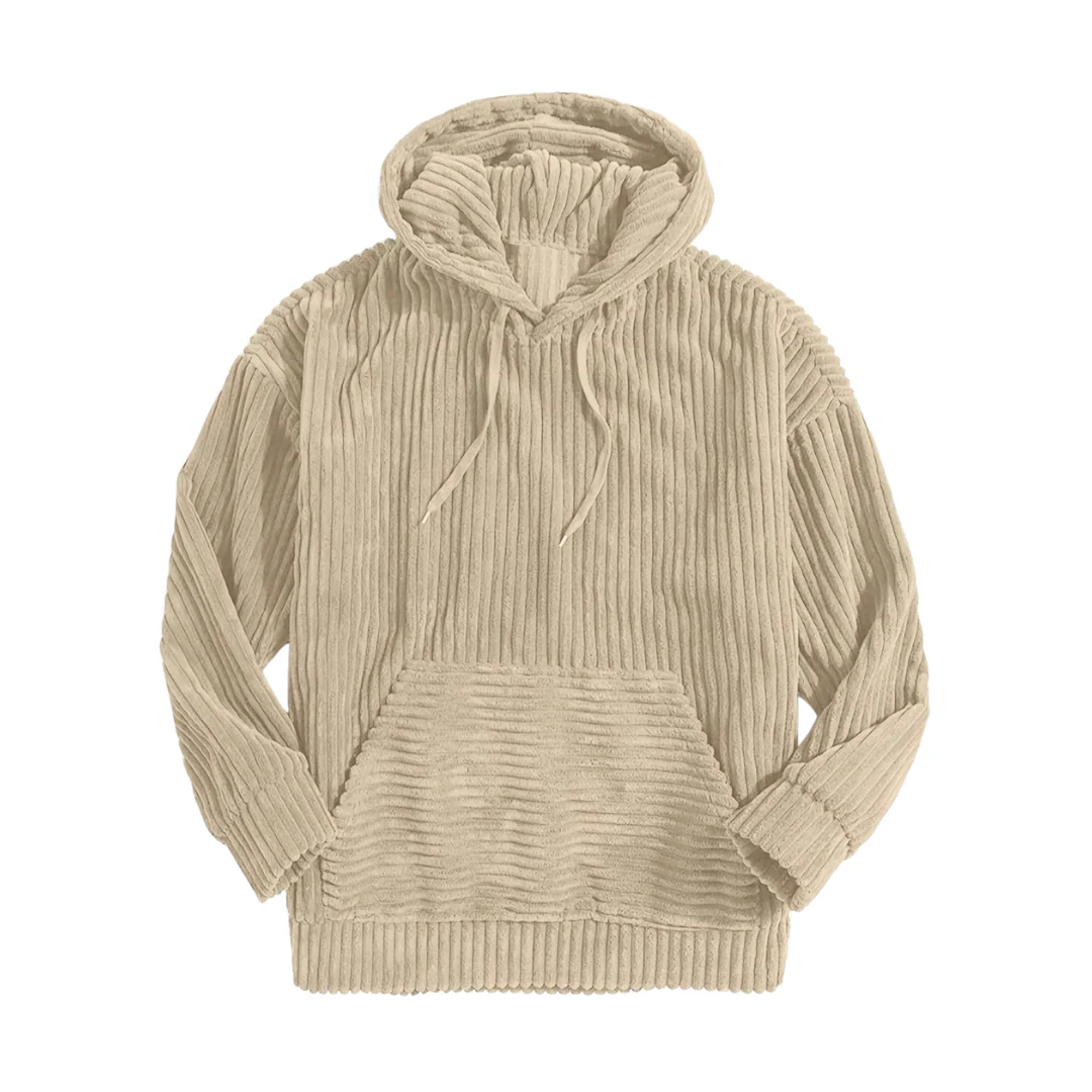 Dionel | Men's structured corduroy hoodie with kangaroo pocket - Image 7