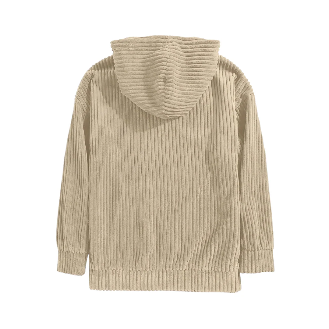 Dionel | Men's structured corduroy hoodie with kangaroo pocket - Image 8