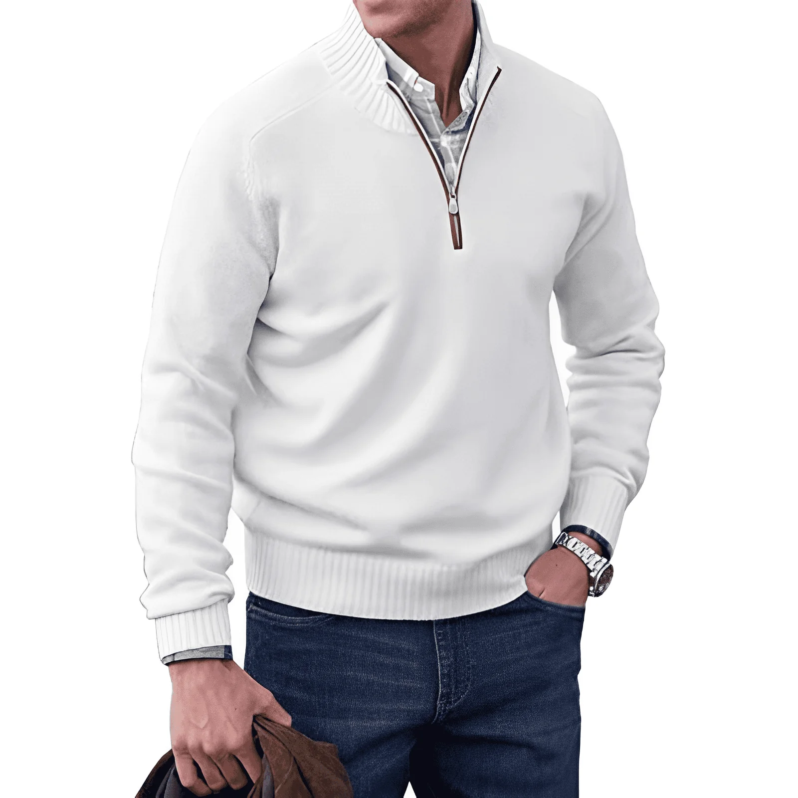 Diotrephes® | Elegant Cashmere Zip Sweater - Image 4