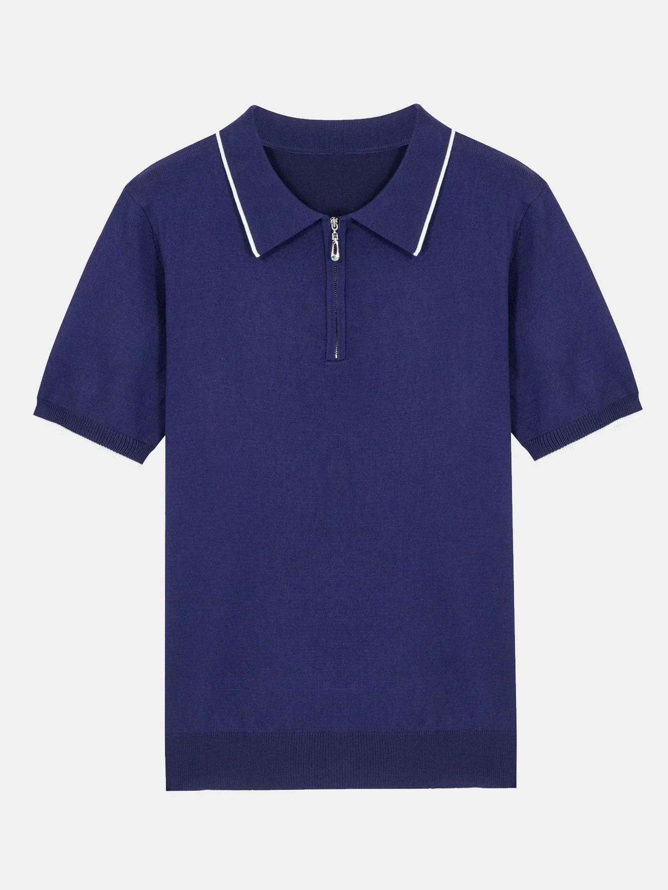 Diotrephes® | Solid Zip Sweater Polo - Image 3