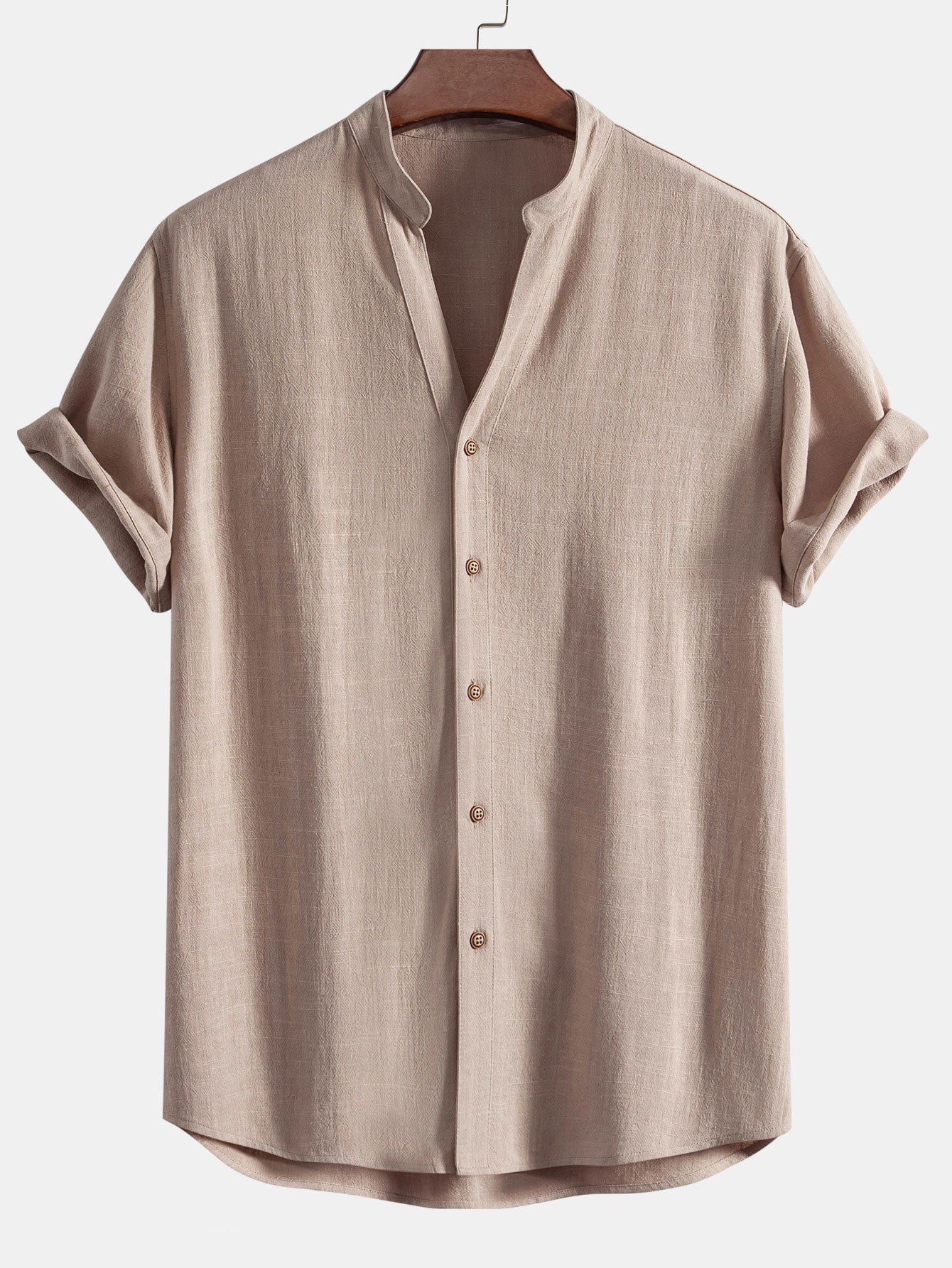 Dominic® | Short Sleeve V Neck Linen Rayon Blend Shirt - Image 6