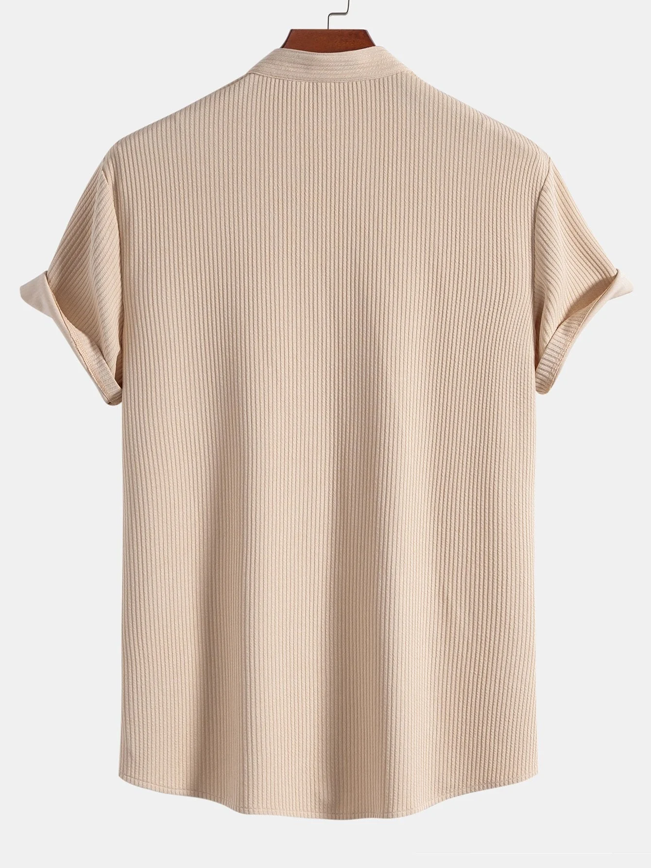 Don® | Muscle Fit Ribbed Mandarin Collar Shirt - Image 4