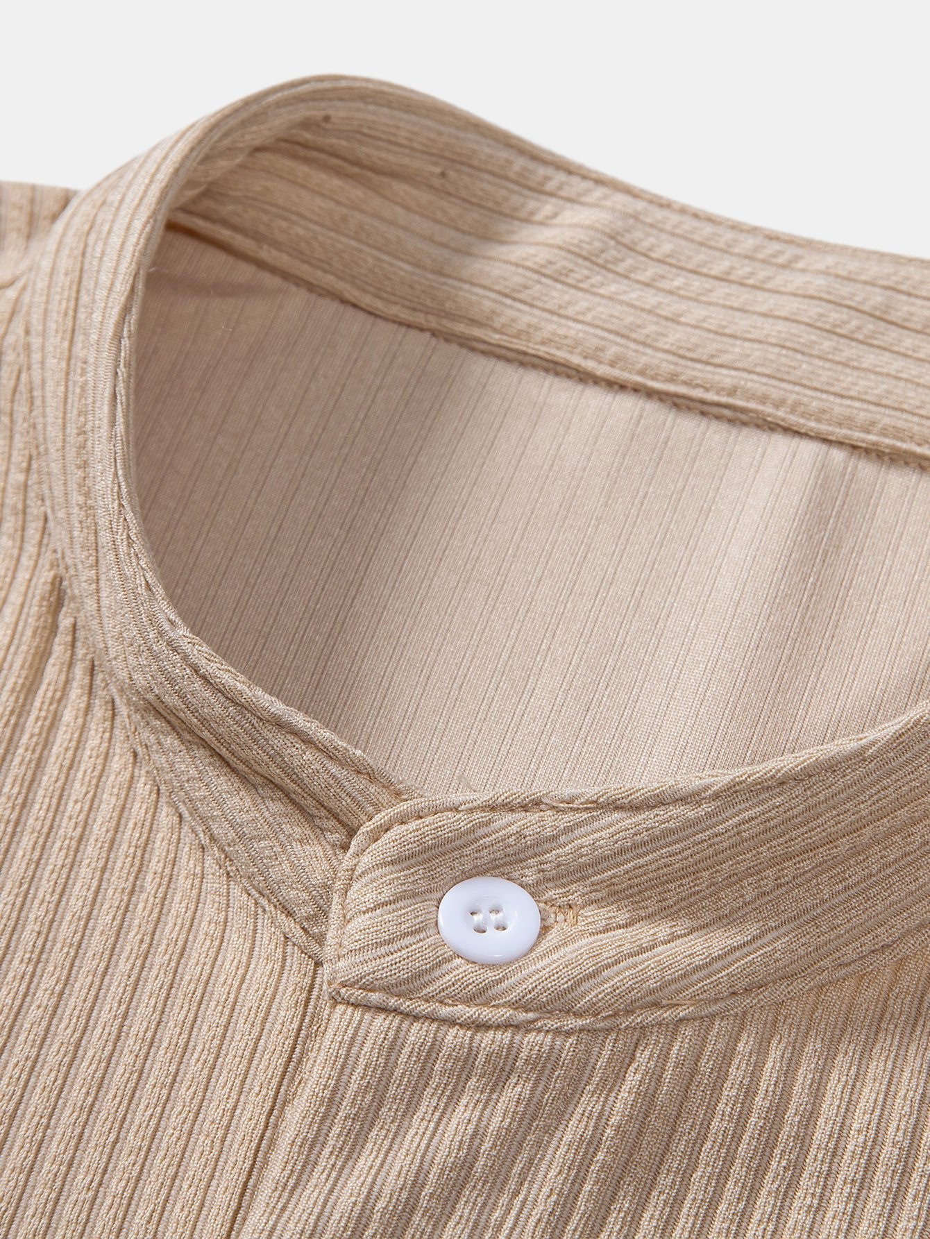 Don® | Muscle Fit Ribbed Mandarin Collar Shirt - Image 5