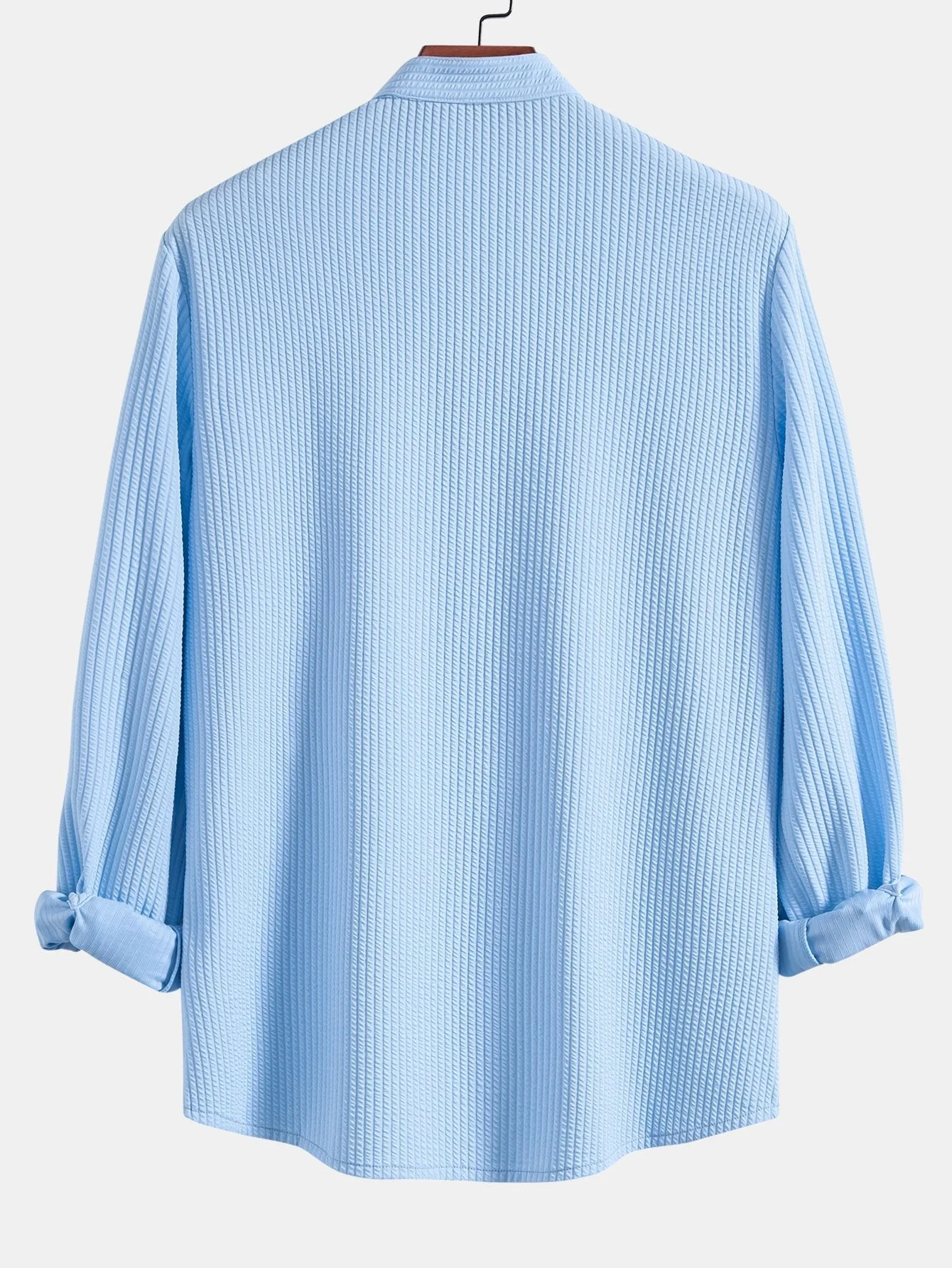 Donald® | Muscle Fit Ribbed Long Sleeved Shirt With Mandarin Collar - Image 2