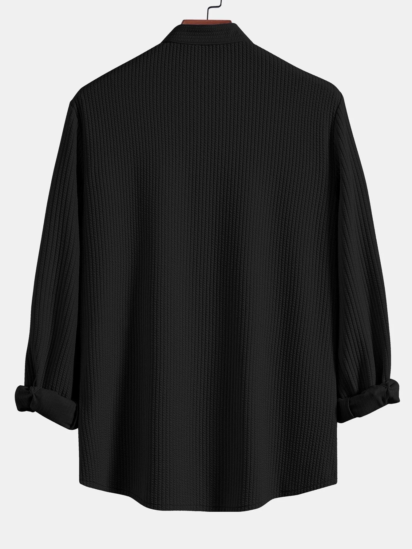 Donald® | Muscle Fit Ribbed Long Sleeved Shirt With Mandarin Collar - Image 6