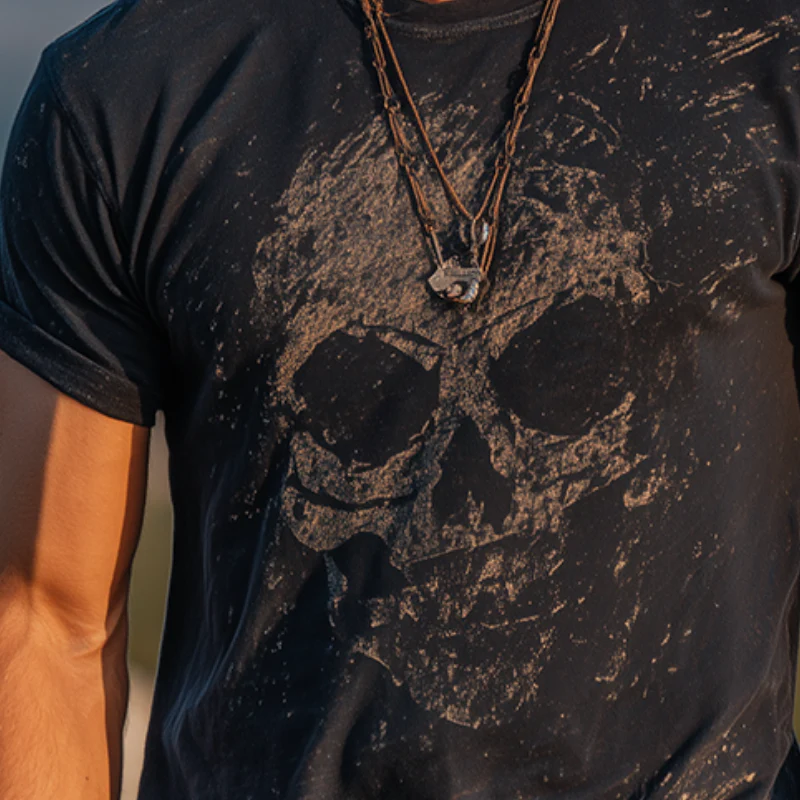Donald | Men'S Retro Casual Skull Print Round Neck Short Sleeve T-Shirt - Image 3