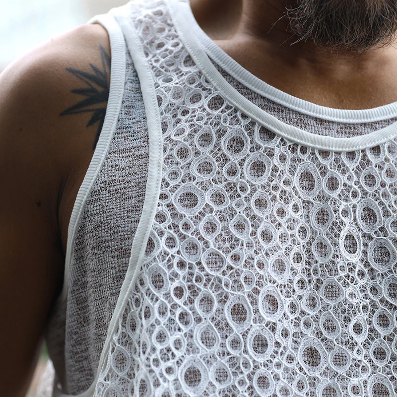 Donald | Men'S Solid Color Lace Sleeveless Two Piece Tank Top (Including Two Pieces) - Image 3