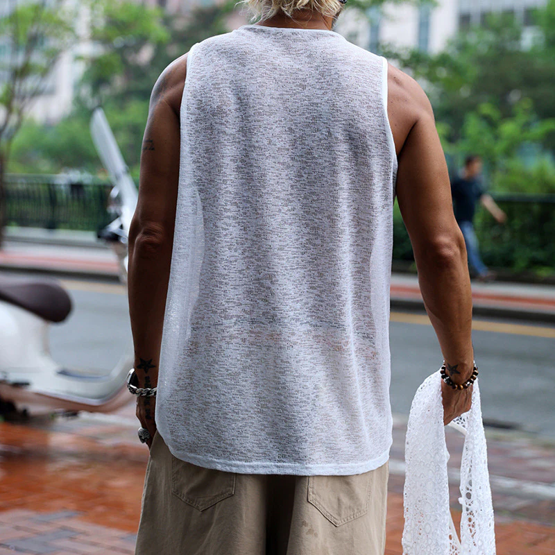 Donald | Men'S Solid Color Lace Sleeveless Two Piece Tank Top (Including Two Pieces) - Image 4