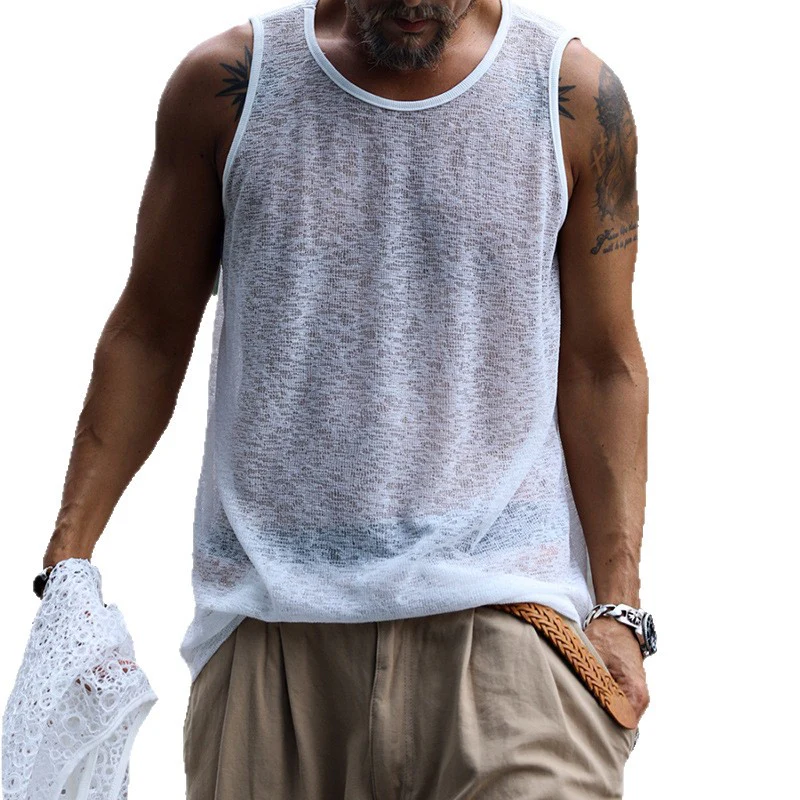 Donald | Men'S Solid Color Lace Sleeveless Two Piece Tank Top (Including Two Pieces) - Image 5