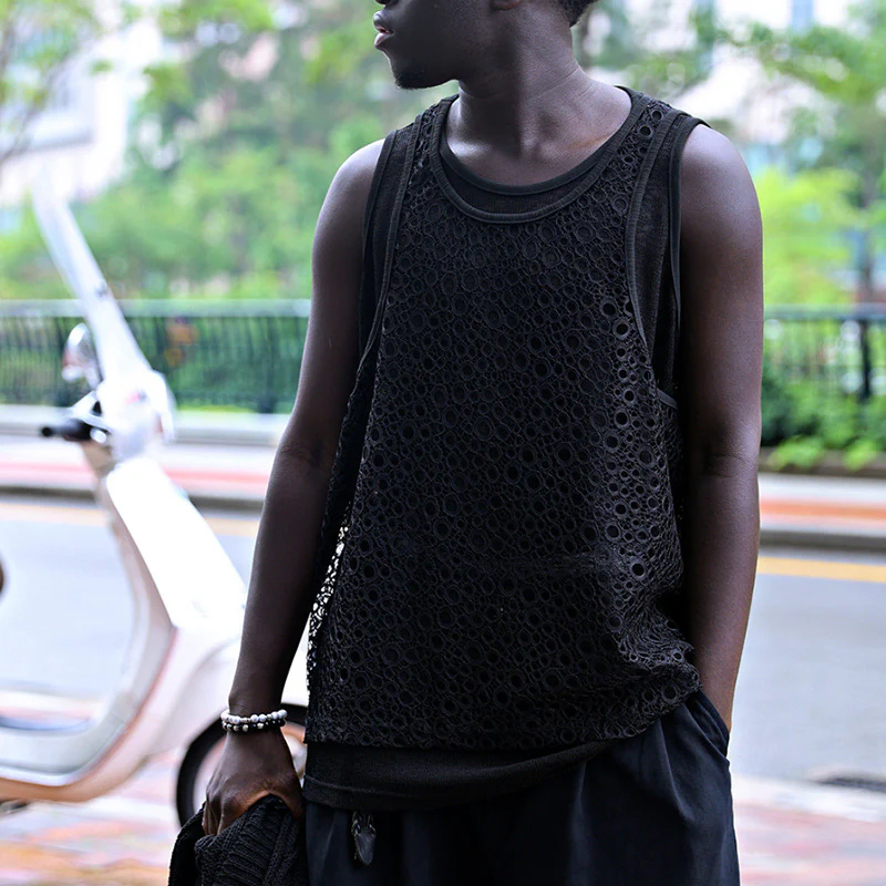Donald | Men'S Solid Color Lace Sleeveless Two Piece Tank Top (Including Two Pieces) - Image 6