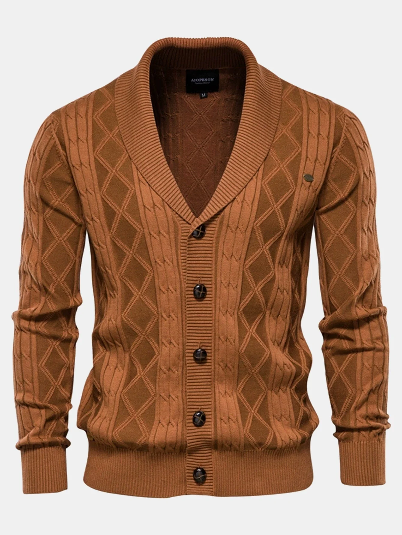 Donato® | Geometric Jacquard Shawl Collar Cardigan Sweater - Image 5