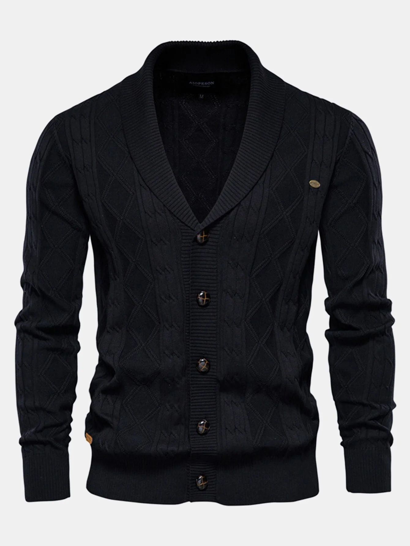 Donato® | Geometric Jacquard Shawl Collar Cardigan Sweater - Image 7