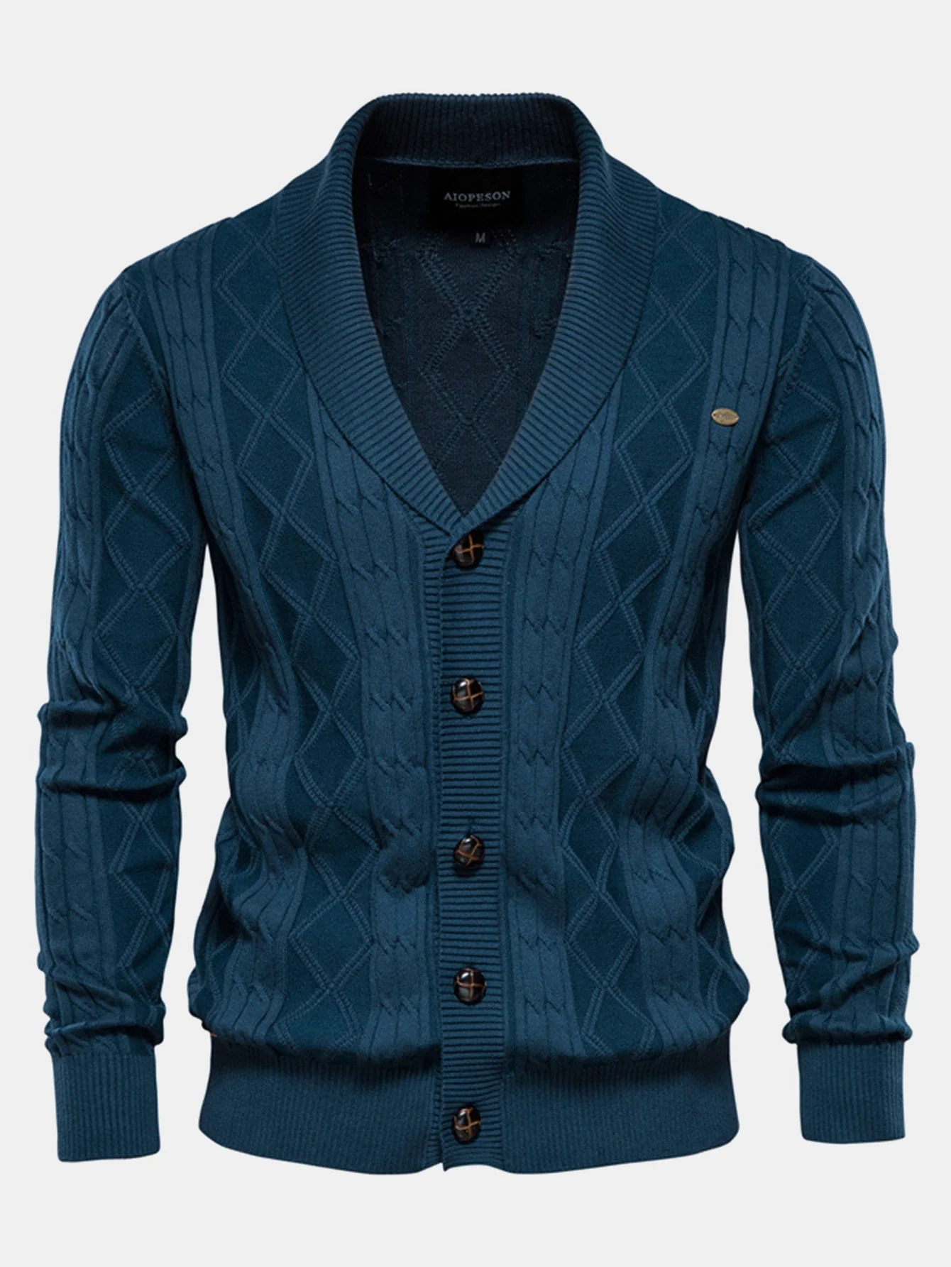 Donato® | Geometric Jacquard Shawl Collar Cardigan Sweater - Image 9