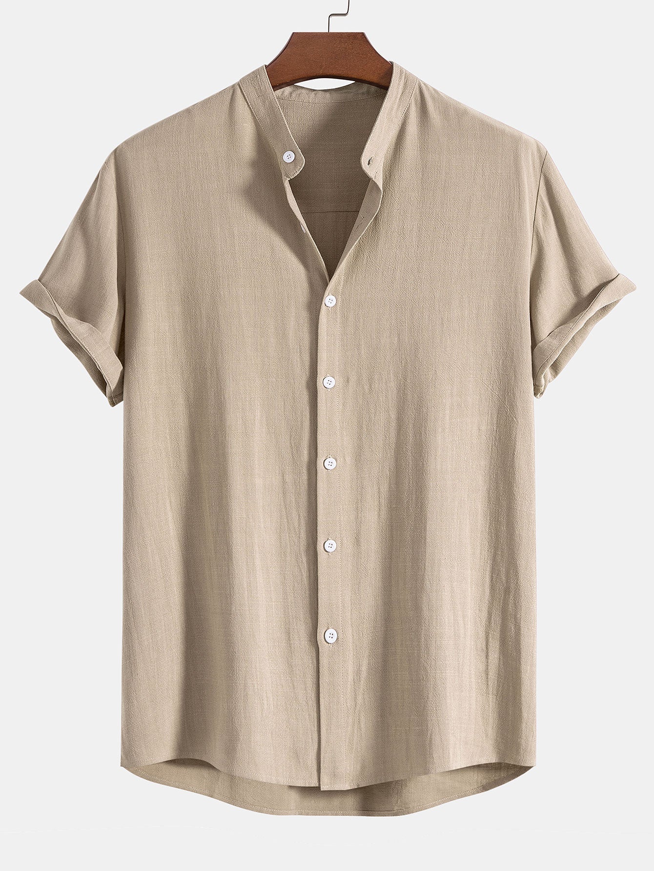Donato® | Linen And Rayon Blend Stand Collar Shirt & Wrinkle Textured Straight Leg Pants - Image 6