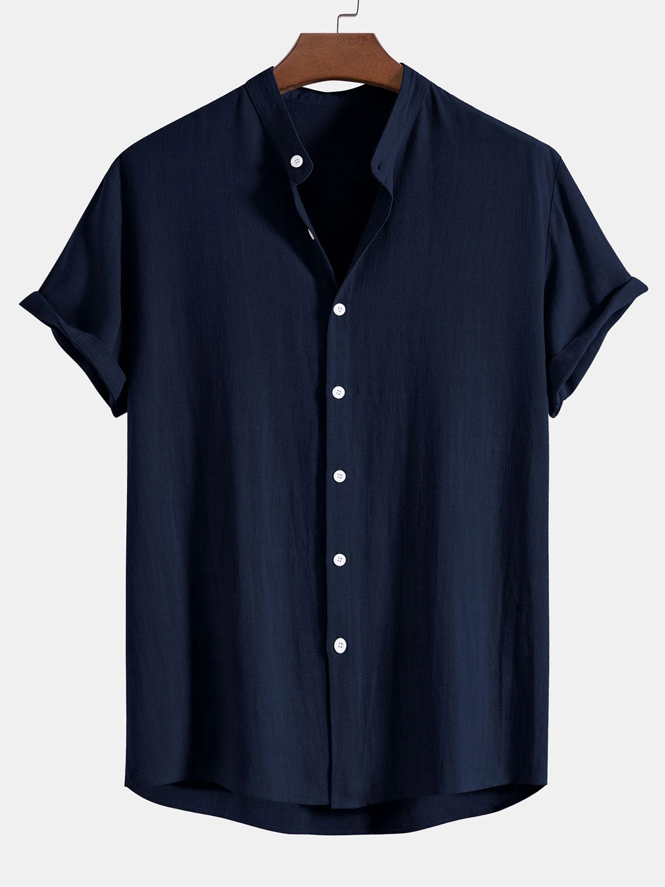 Donato® | Linen And Rayon Blend Stand Collar Shirt & Wrinkle Textured Straight Leg Pants - Image 8