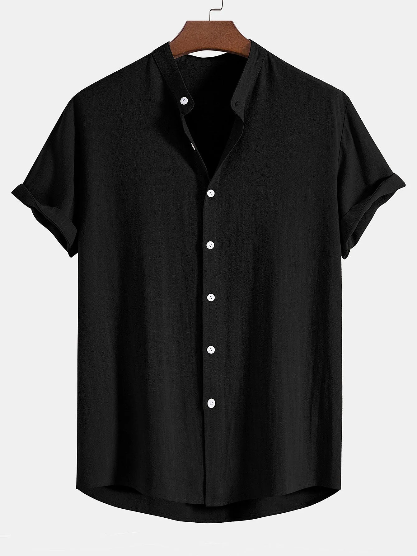 Donato® | Linen And Rayon Blend Stand Collar Shirt & Wrinkle Textured Straight Leg Pants - Image 9