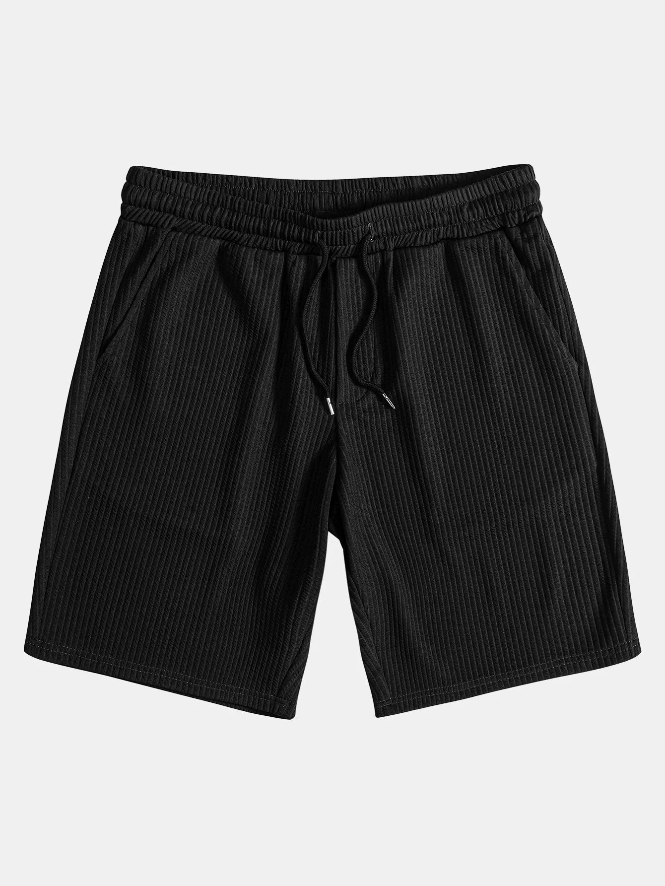 Doug® | Muscle Fit Ribbed Button Up Shirt & Shorts - Image 20