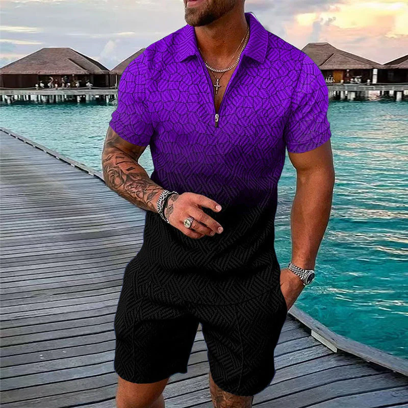 Dougal® | Casual Printed Polo Suit For Men - Image 9