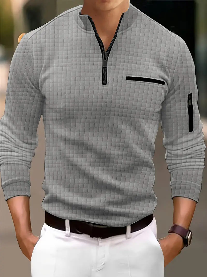 Dougal® | Casual Turtleneck Long-Sleeved Shirt With Zipper - Image 6
