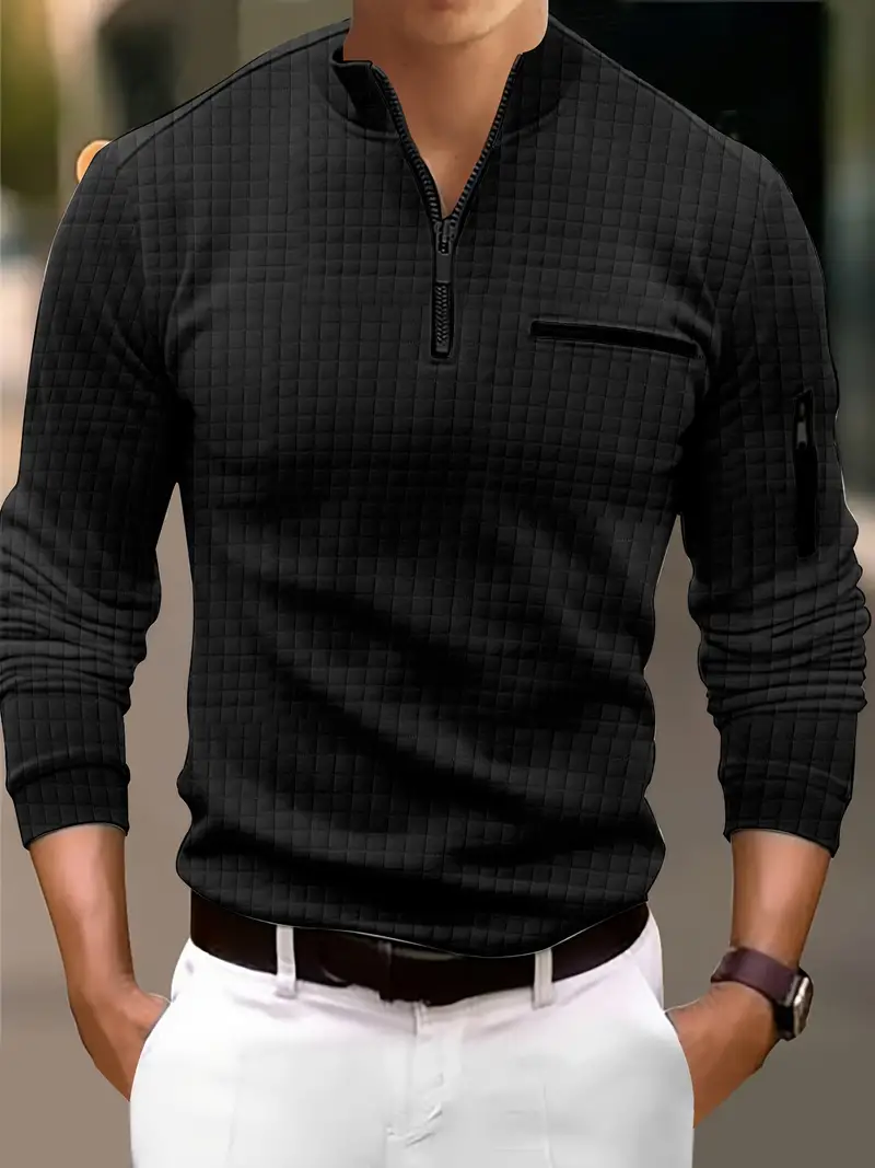 Dougal® | Casual Turtleneck Long-Sleeved Shirt With Zipper - Image 8