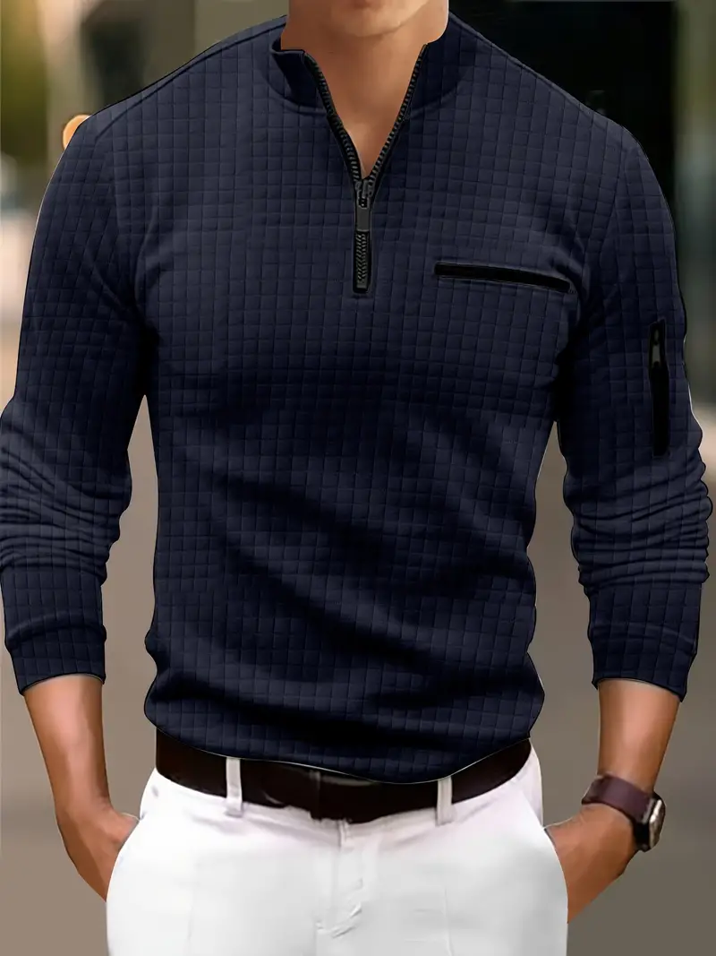 Dougal® | Casual Turtleneck Long-Sleeved Shirt With Zipper - Image 9