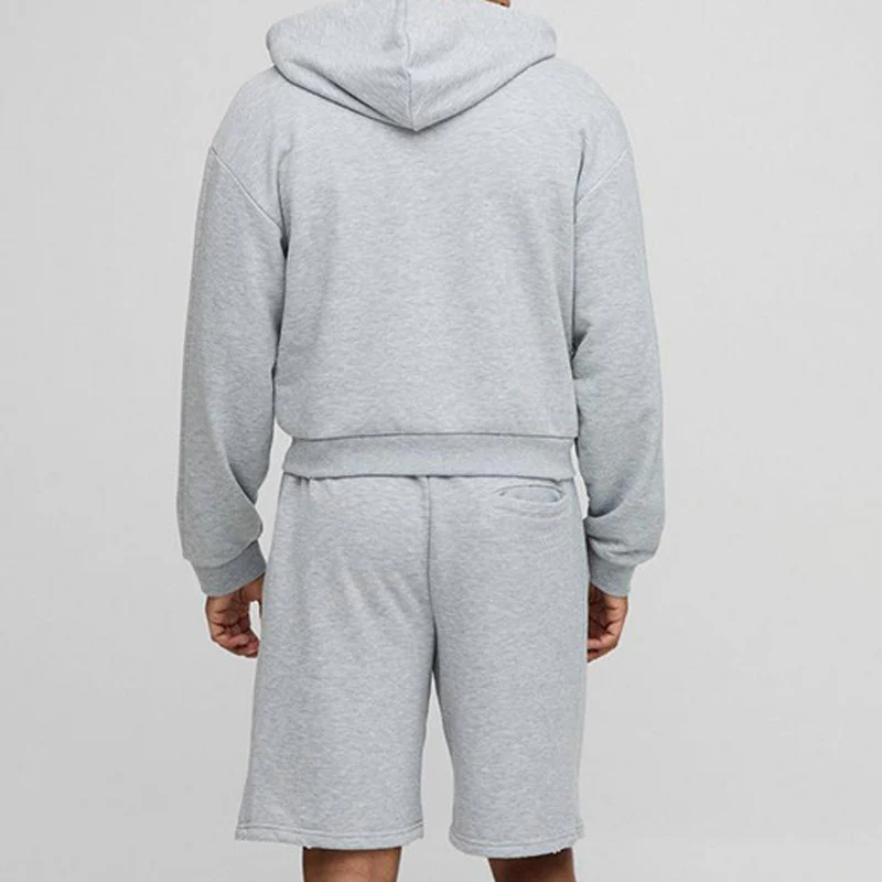 Douglas | Men'S Solid Color Sports Long-Sleeved Shorts Casual Two-Piece Set - Image 4