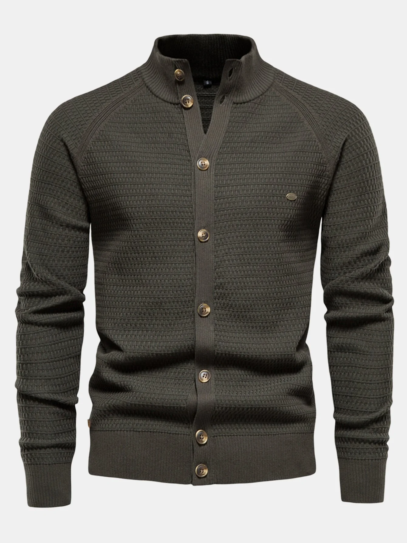 Dov® | Textured Stand Collar Button Up Sweater - Image 4
