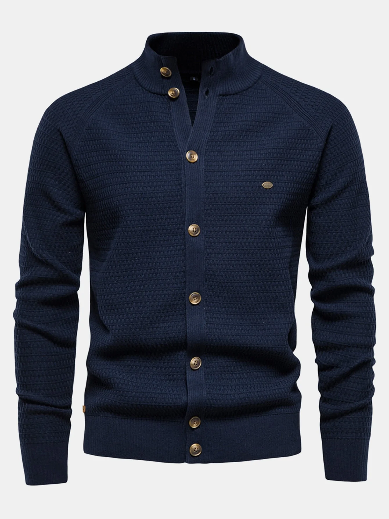 Dov® | Textured Stand Collar Button Up Sweater - Image 7