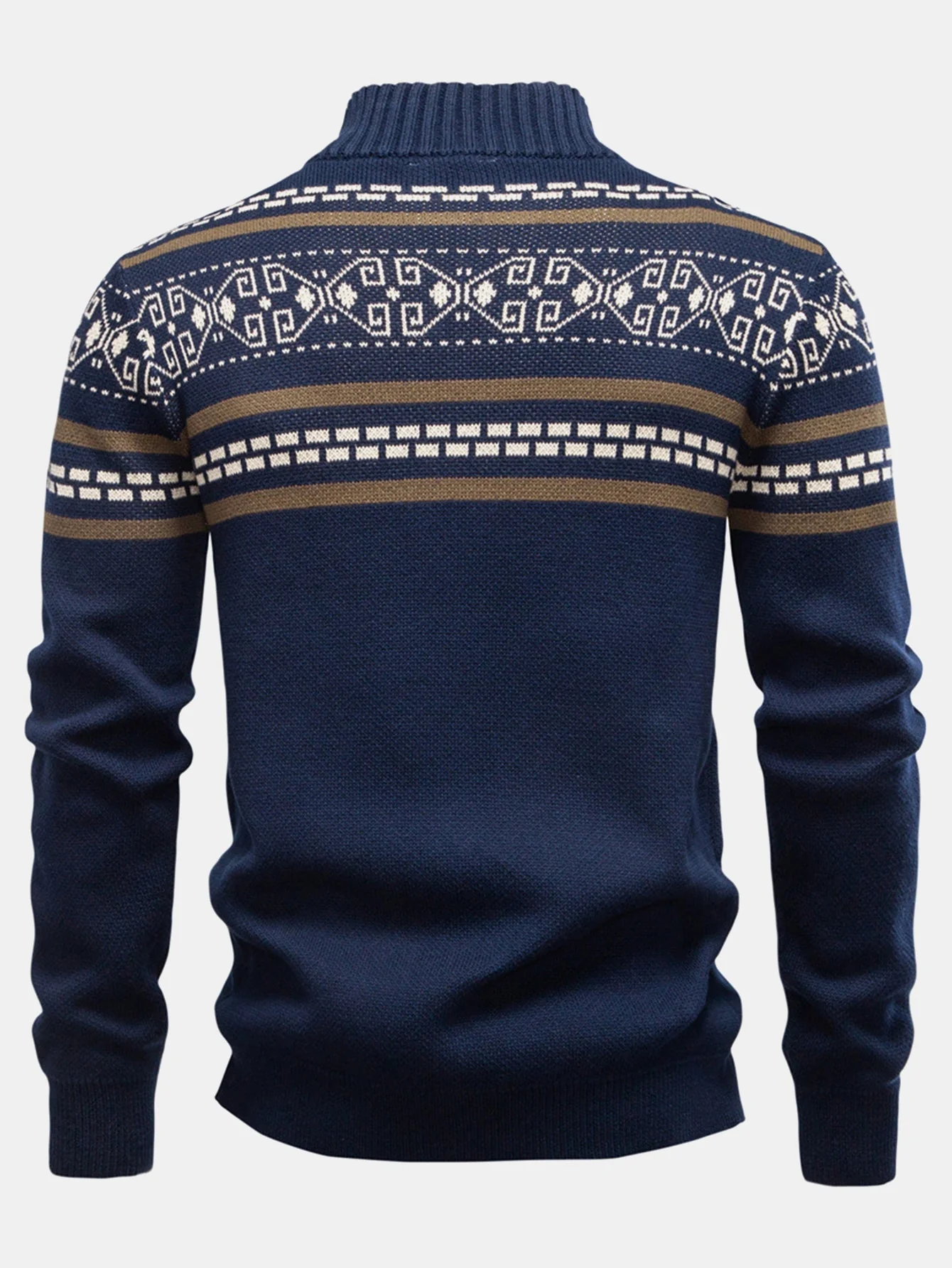 Drago® | Geometry Jacquard Zipper Stand Collar Sweater - Image 4