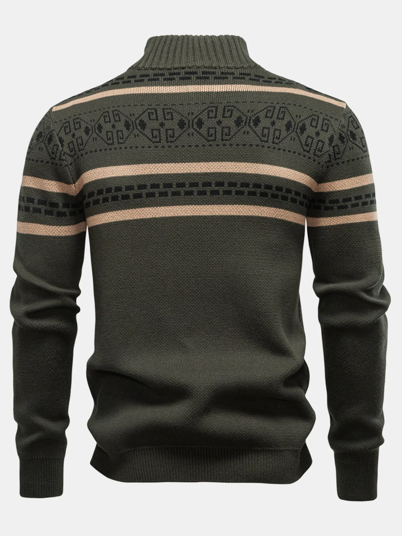 Drago® | Geometry Jacquard Zipper Stand Collar Sweater - Image 6