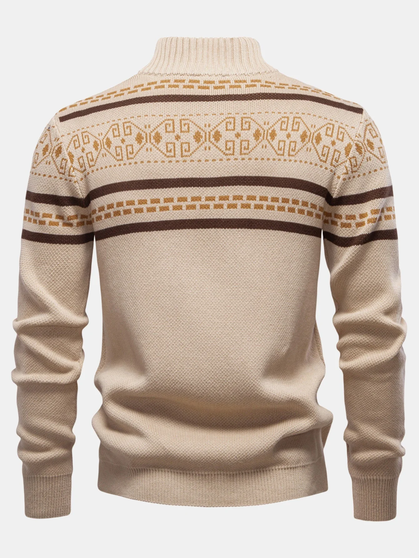 Drago® | Geometry Jacquard Zipper Stand Collar Sweater - Image 8