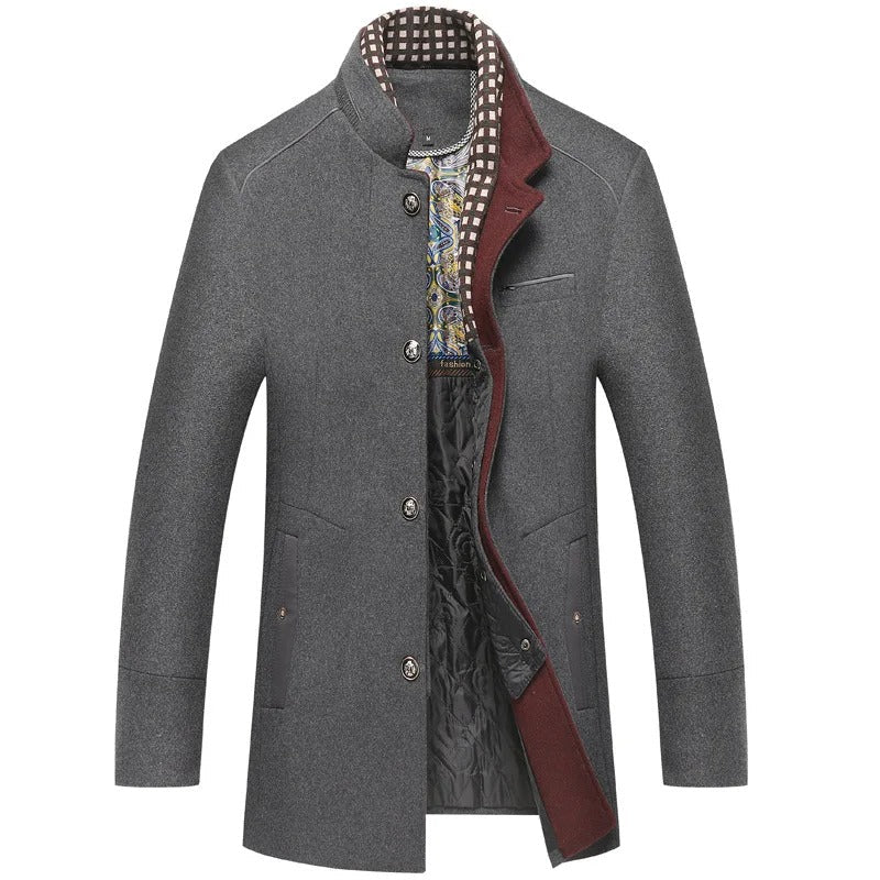 Drago | Refined buttoned coat with stylish interior details for men - Image 3