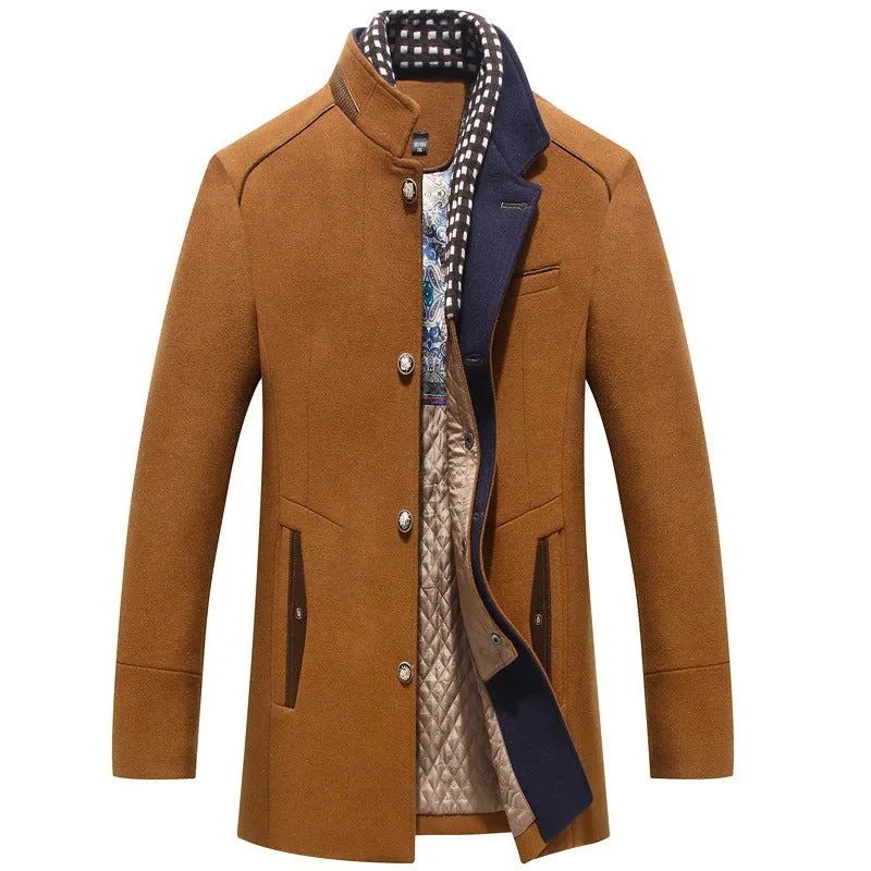 Drago | Refined buttoned coat with stylish interior details for men - Image 4