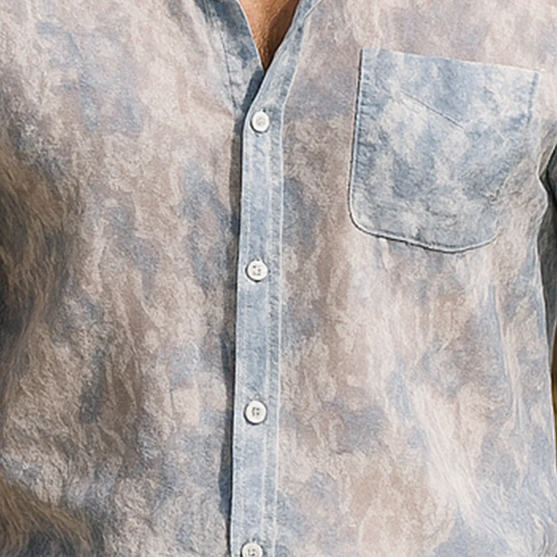 Drew | Men'S Summer Fashion Light Tulle Printed Short Sleeve Shirt - Image 3