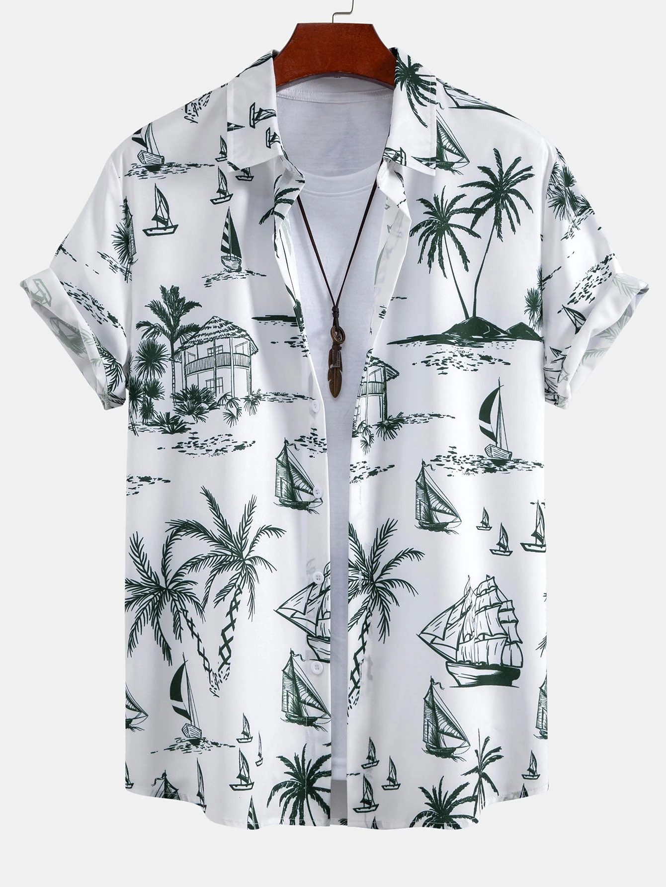 Dustin® | Island Sailing Print Button Up Shirt - Image 5