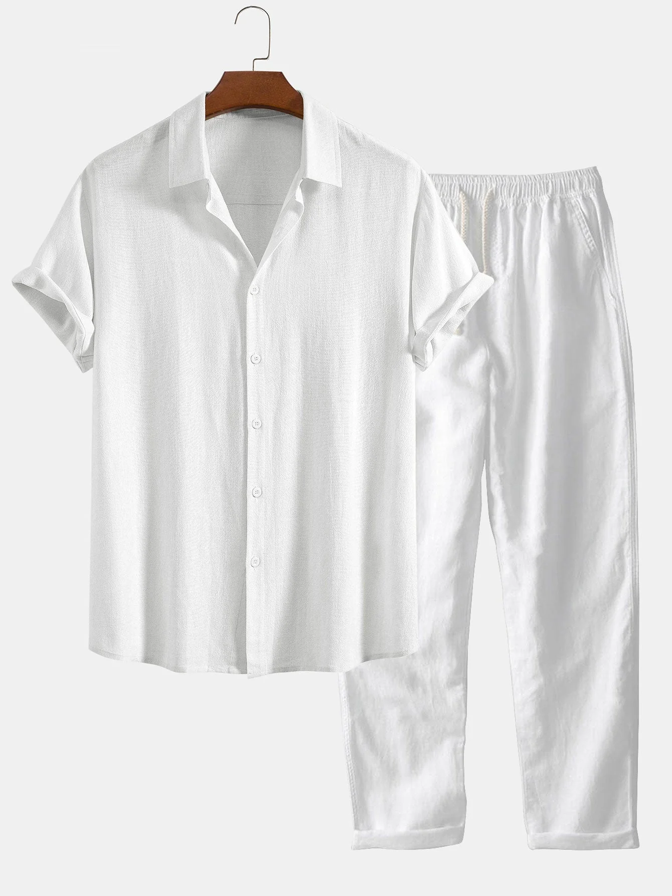 Dustin® | Linen Rayon Blend Shirt With Buttons & Straight Leg Linen Trousers - Image 5